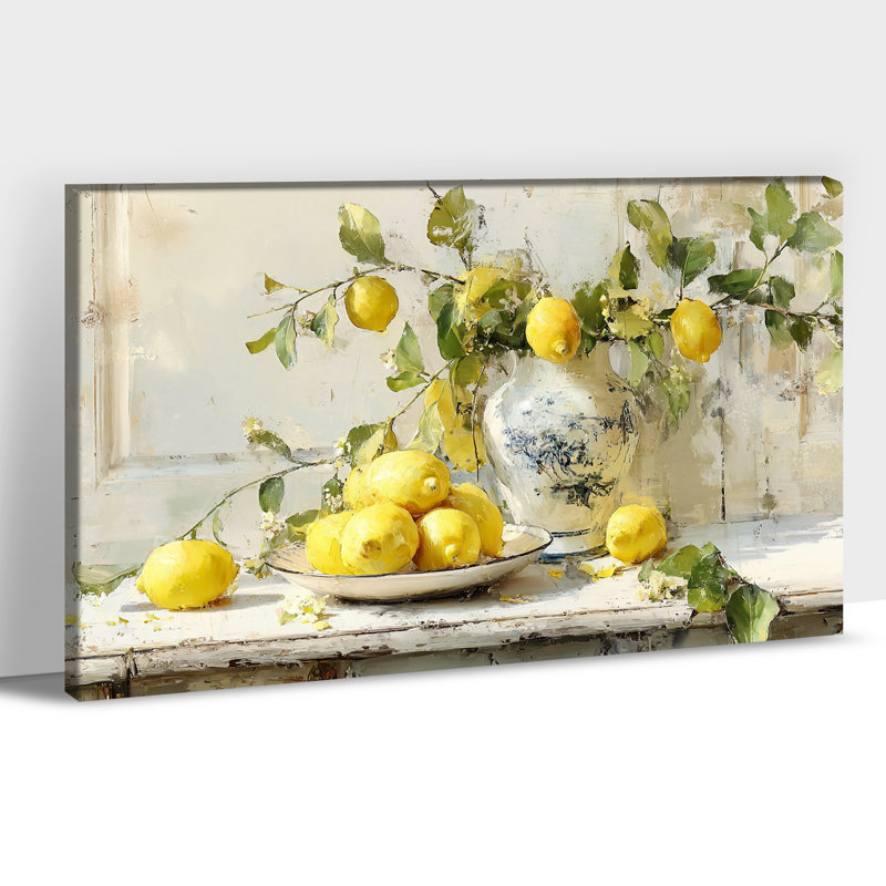 Lemon Wall Art, Lemon Kitchen Wall Decor, Vintage Fruit Artwork for Kitchen Wall, Italian Art Wall Decor Canvas Prints, Mediterranean Lemon Poster for Kitchen, Fruit Art Wall Decor 24" × 32"
