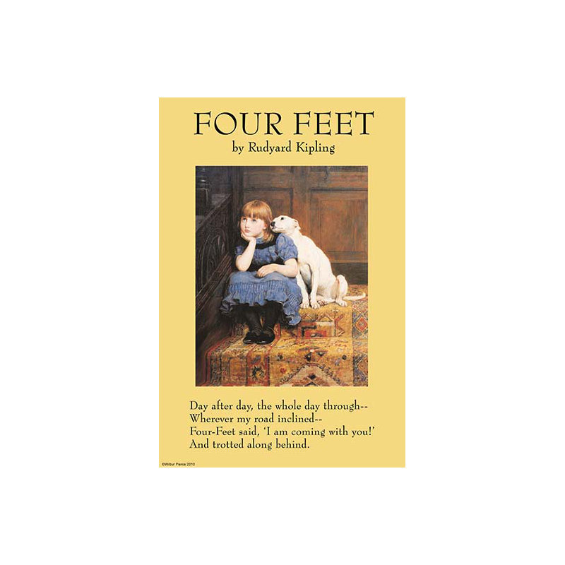 « quatre pieds » par rudyard kipling, affiche rétro