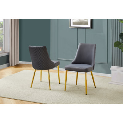 Chaises d'appoint rembourrées en velours avec dossier plissé