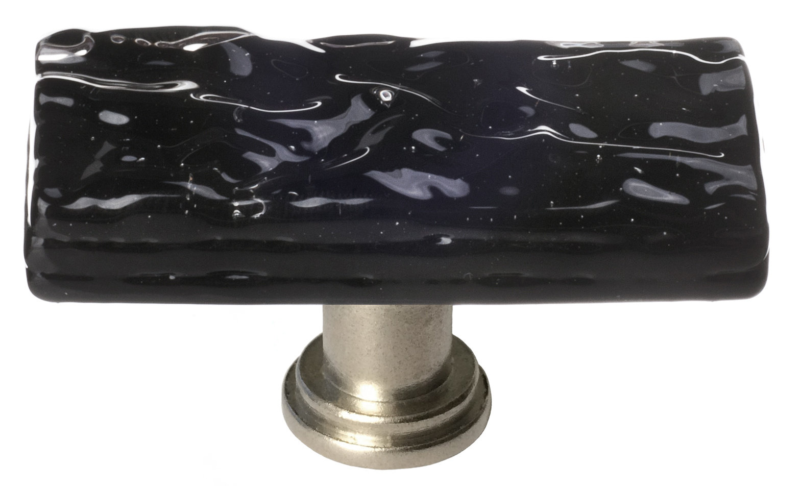 Glacier Skinny Rectangular Cabinet Knob, Satin Nickel, Black