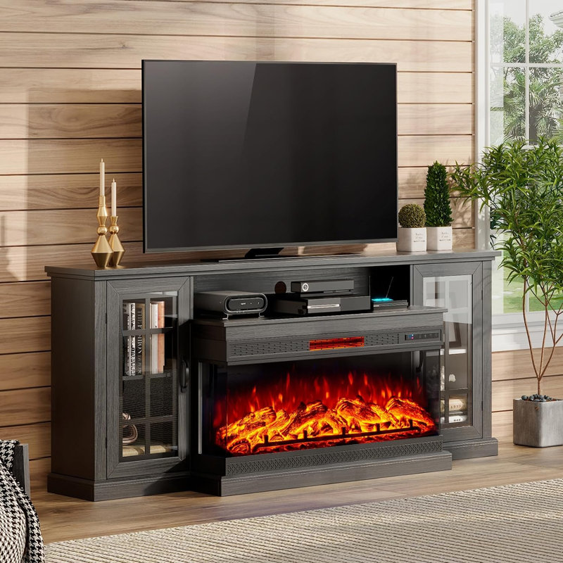 Meuble télé Alvilda, Noir, 75"