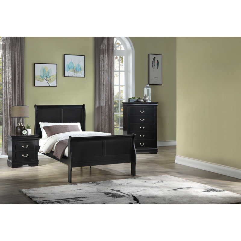 Ensemble de chambre à coucher Julianis 4-2_Norah Sleigh., Double, Noir
