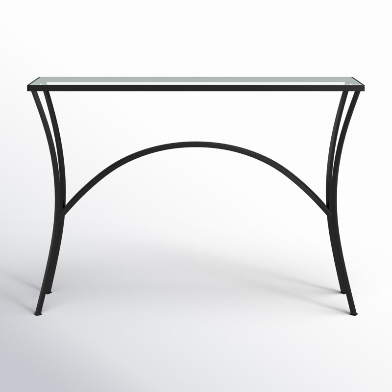 Versie 48'' Black Metal and Glass Console Table