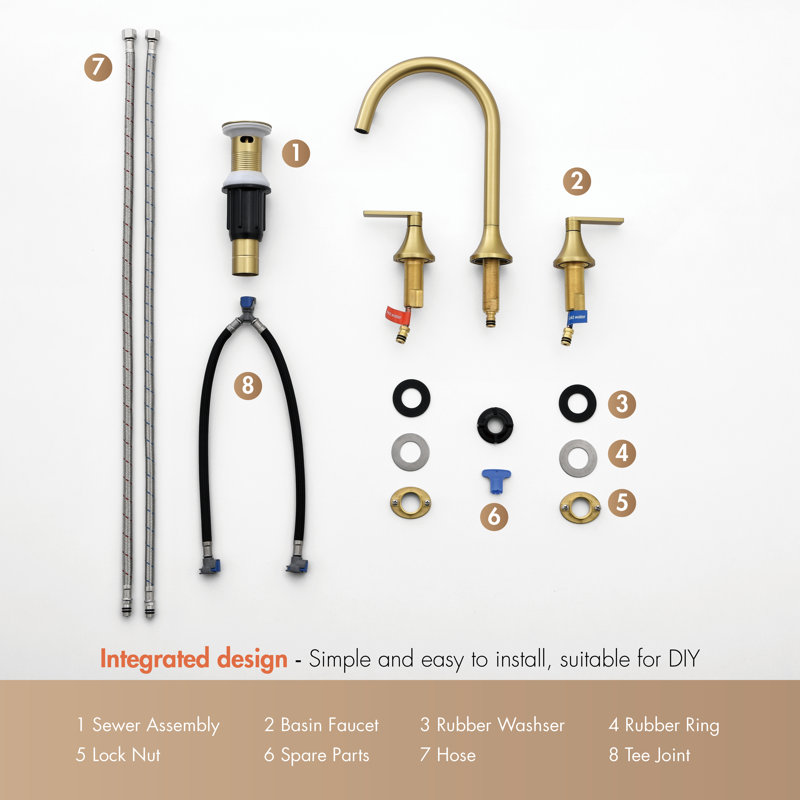 4 Inch 8Inch Widespread Bathroom Faucets? Bathroom Faucet?360° Swivel Spout Two Handles Bathroom Faucets For Sink 3 Holes With Pop-Up Drain And Water Supply Lines