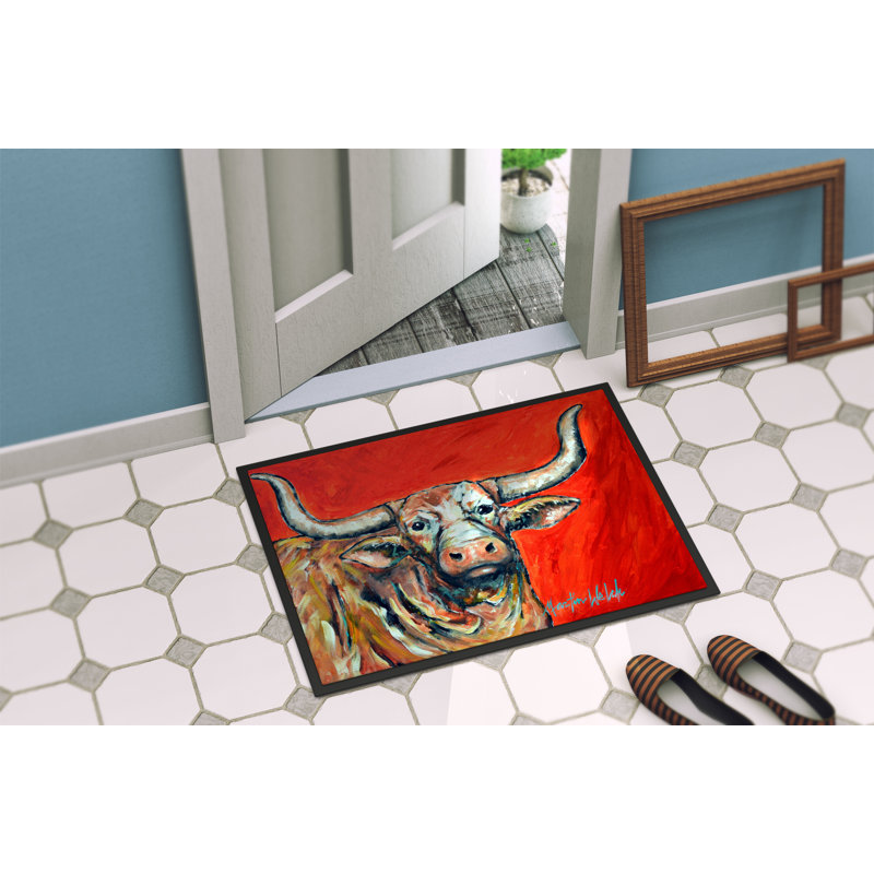 Tapis de porte d'extérieur antidérapant 27 po x 18 po See Longhorn