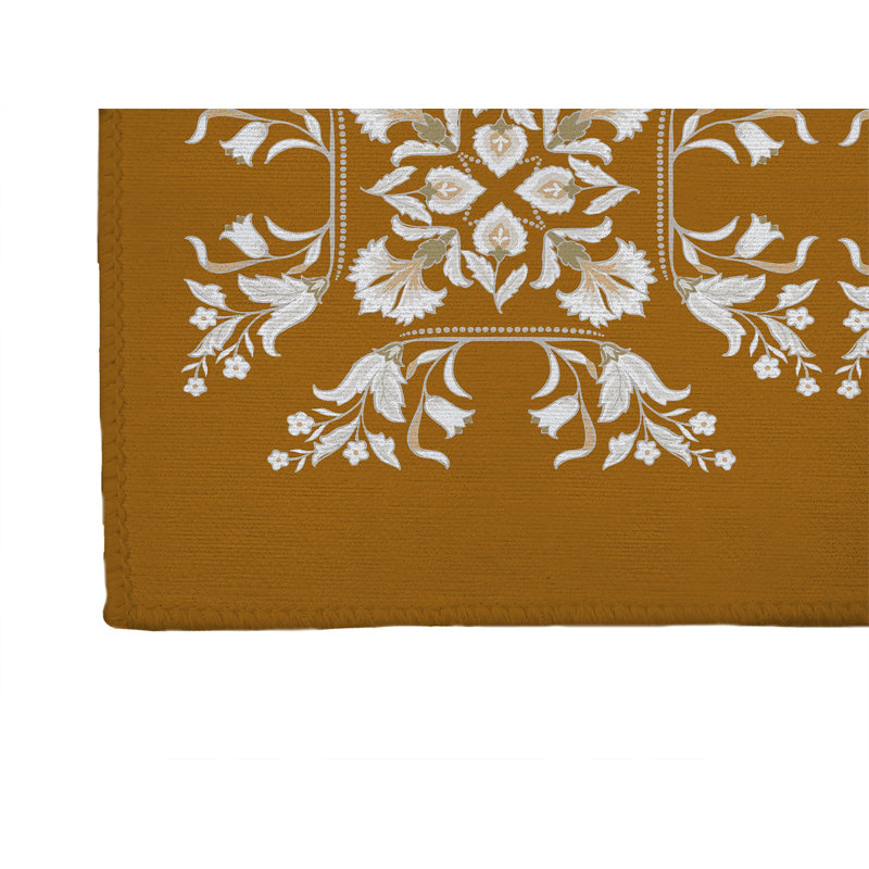 Tapis à linge Rumi, L 49 po x H 6 po, Ocre, brun doré floral