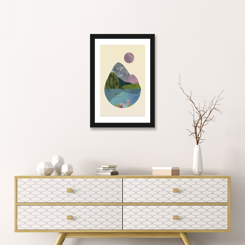 " Summer " by Flatowl, 24" H x 16" W x 1" D, Black Framed Fine Art Paper