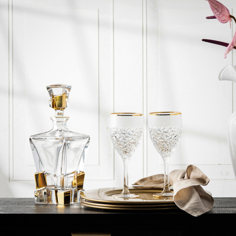 Crystal Glass Beverage Dispenser, Yellow