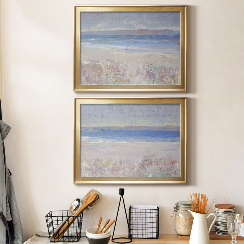«Beach Textures I», ensemble de 2 reproductions de cadres photo, H 42,5 po x l 61 po x P 1 po, Or