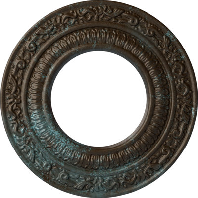 Endurathane Andrea Ceiling Medallion, 8 1/8"OD x 4 1/8"ID x 1/2"P (Fits Canopies up to 4 1/8"), Hand-Painted Bronze Blue Patina Finish