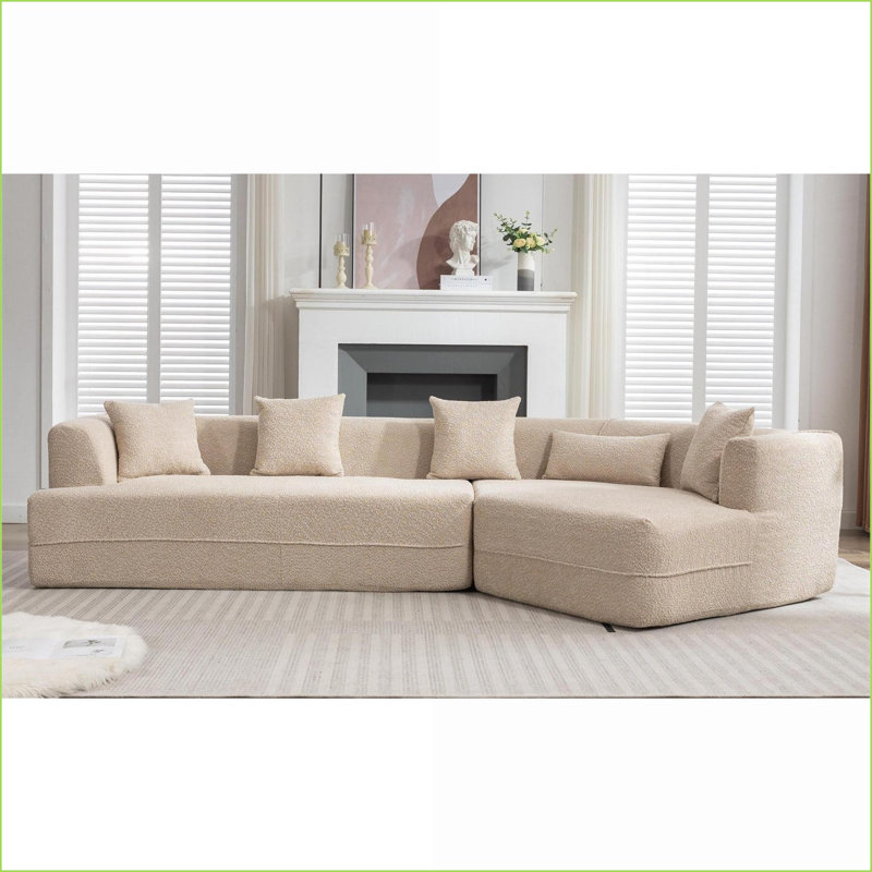 Canapé modulaire à 3 places, canapé modulaire minimaliste moderne | Revêtement noyer brun Boucle, Boucle brun clair