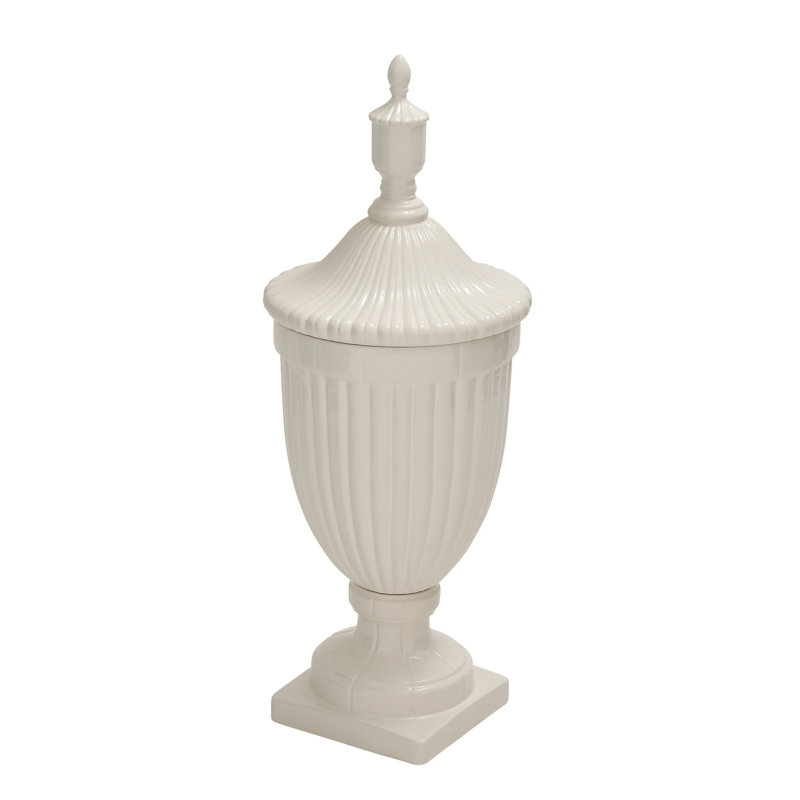 Alpharetta ceramic jars with lid, Blanc, H 32 po x l 12 po x P 12 po