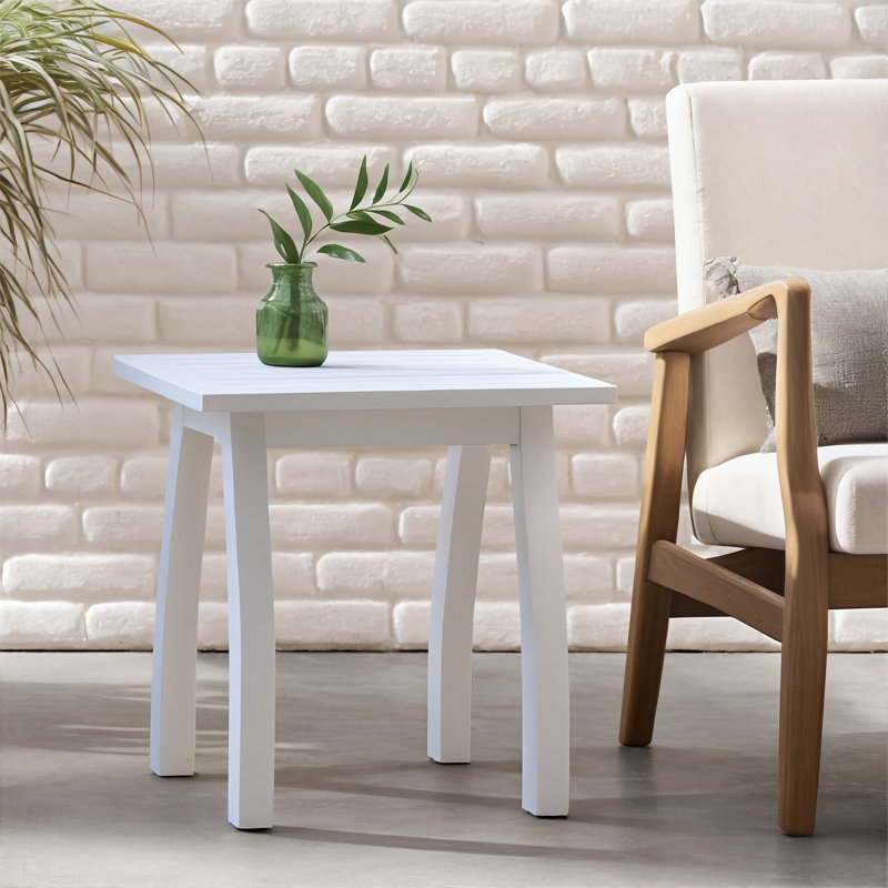 Table d'appoint en bois d'acacia SELMA en polyuréthane blanc