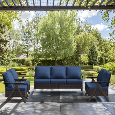 4-Piece Rattan Outdoor Seating Group with Cushions