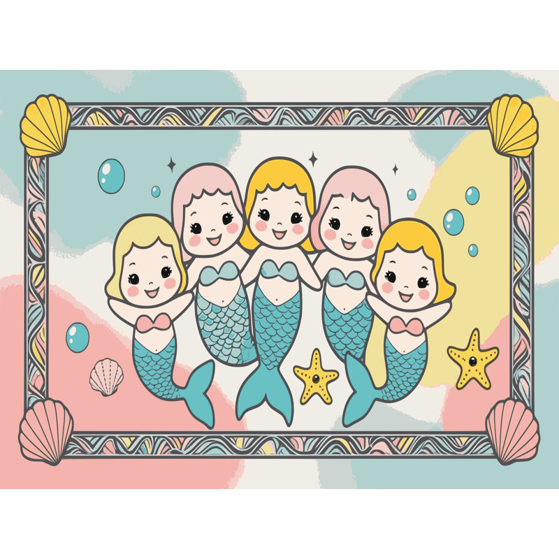 Tapis pour enfants Sunside Sails Mermaids Ocean, Rectangulaire 8 pi x 12 pi