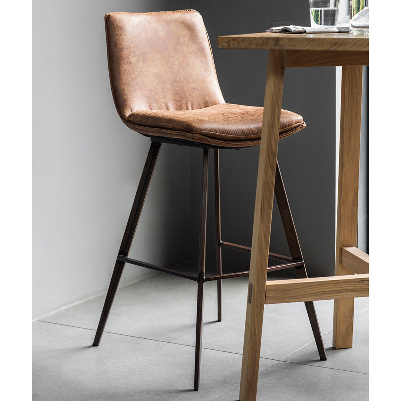 Catanzaro Upholstered Counter Stool with Metal Frame, Brown
