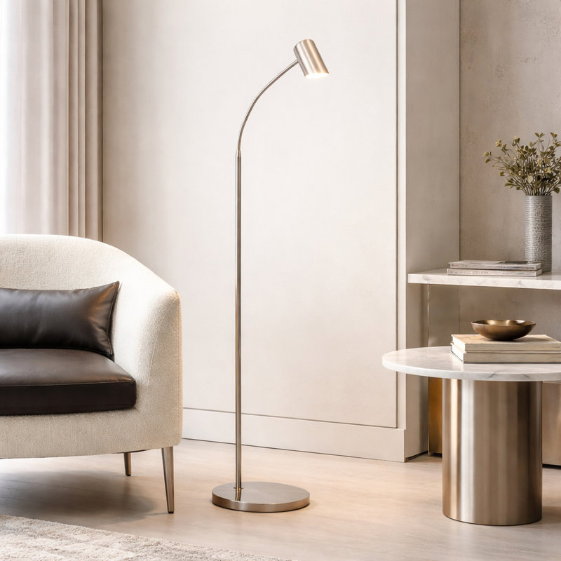 Thea Floor Lamp, Brushed Nickel, Brushed Nickel