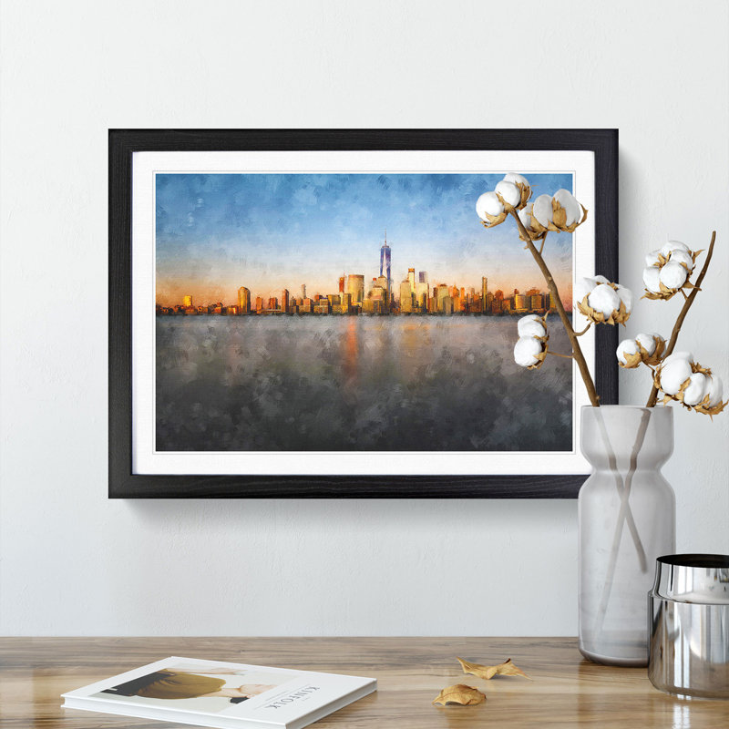 The New York Skyline - Framed Print, 62cm H x 87cm W x 2cm D, Black Framed