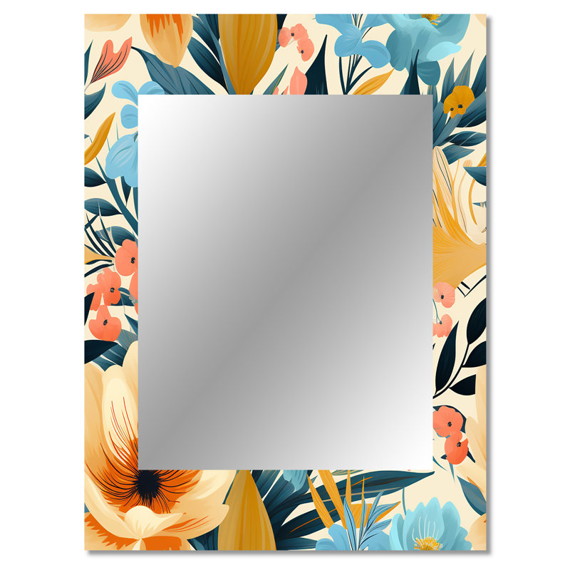 Aldborough clair couleur fleurs dans un motif tropical - miroir tropical, 40 po x 30 po