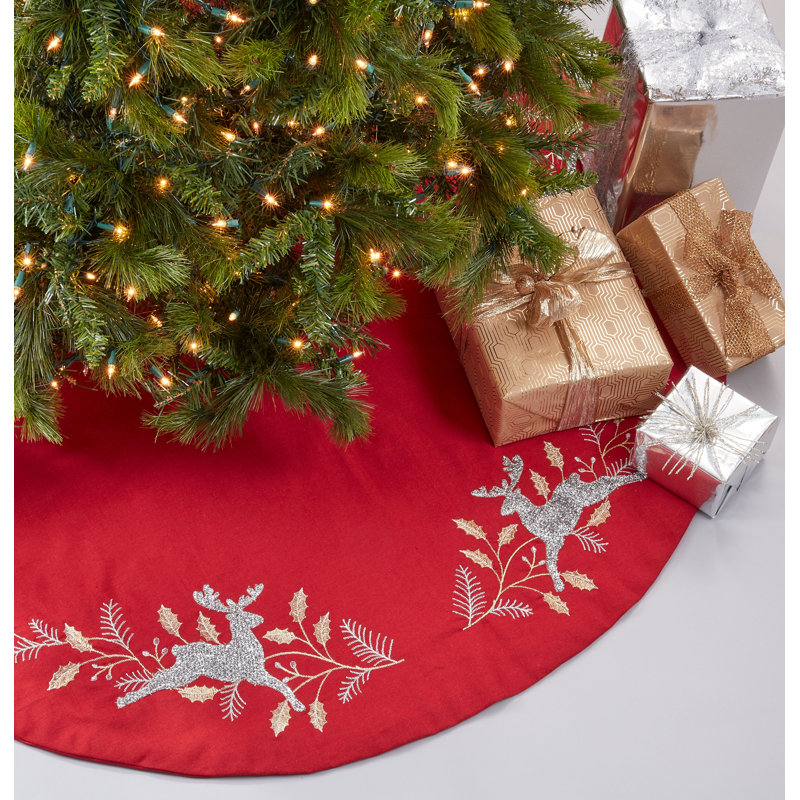 Jupe d'arbre brodée Reindeer Design, 54"
