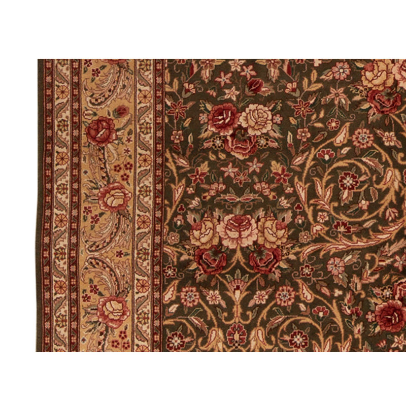 Tapis brun / rouge en laine noué à la main de conception unique 5 pi 9 po x 8 pi 9 po