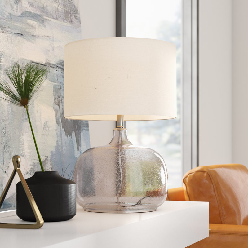 Lampe de table transitionnelle 24 po Breely, Gris translucide, Ivoire