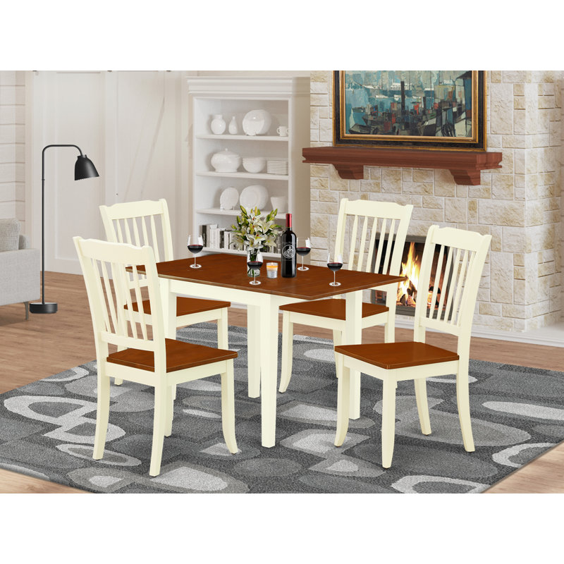 Ensemble de 5 pièces pour 5 pièces comprenant une table de salle à manger rectangulaire avec Dropleaf et 4 chaises de salle à manger, babeurre 30 po et 48 po