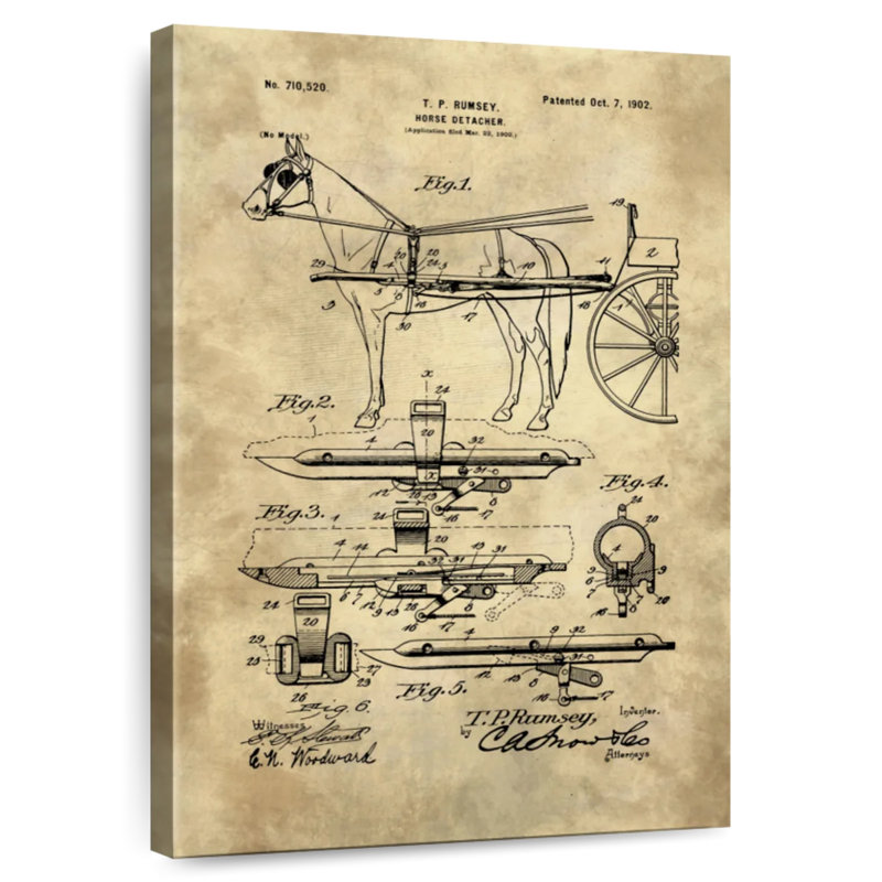 Horse Detacher Blueprint Industrial Farmhouse, H 45 po x l 30 po