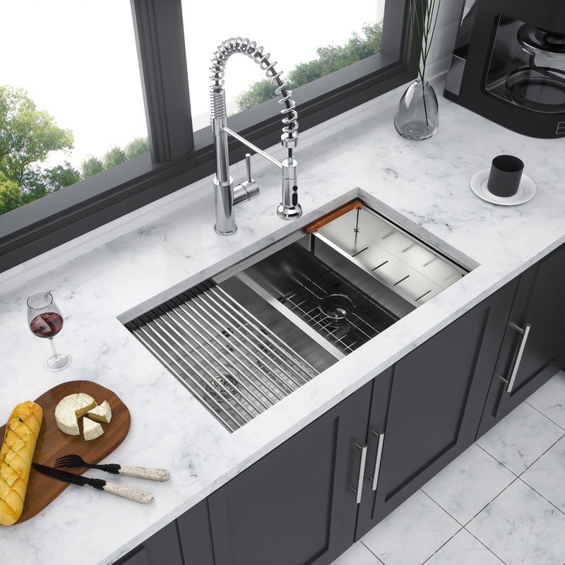 Undermount Double Bowl Kitchen Sink with 50/50 Basins, 16 Gauge Stainless Steel, and Soundproofing for Modern Farmhouse Style