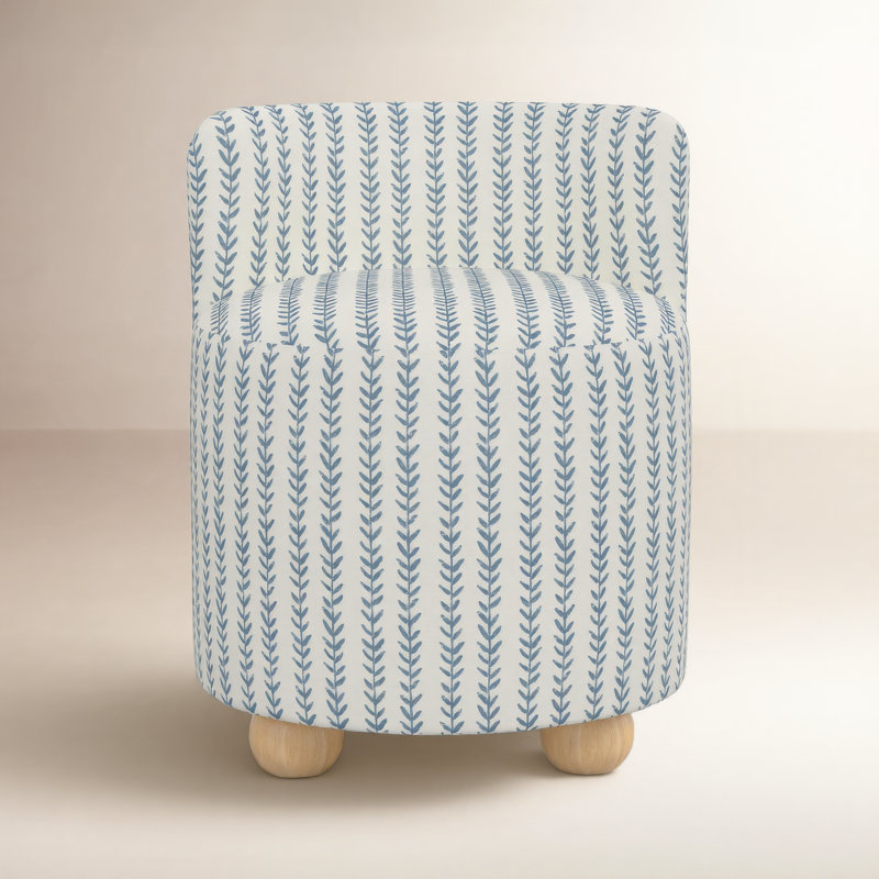 Andi Vanity Chair, Vine Stripe Dusty Blue