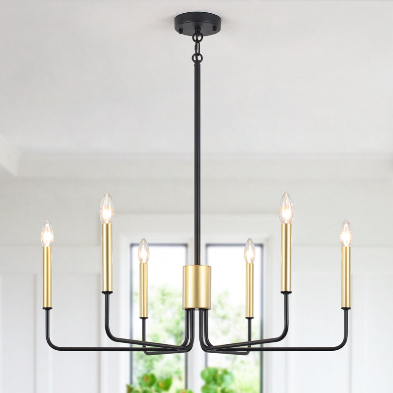 Roxsanne 6 Light Dimmable Classic / Traditional Chandelier Rustic Linear Candle-Style Kitchen Island Light Fixture, 6 Lights