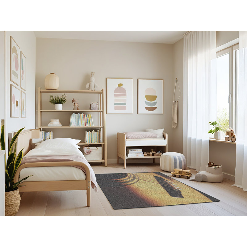 Tapis brune 1 zone de guitare acoustique, Rectangle 4 pi x 6 pi