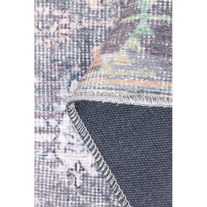 Gray Floral Vintage Look Woven Base Decorative Carpet, Rectangle 3'10" x 5'3"