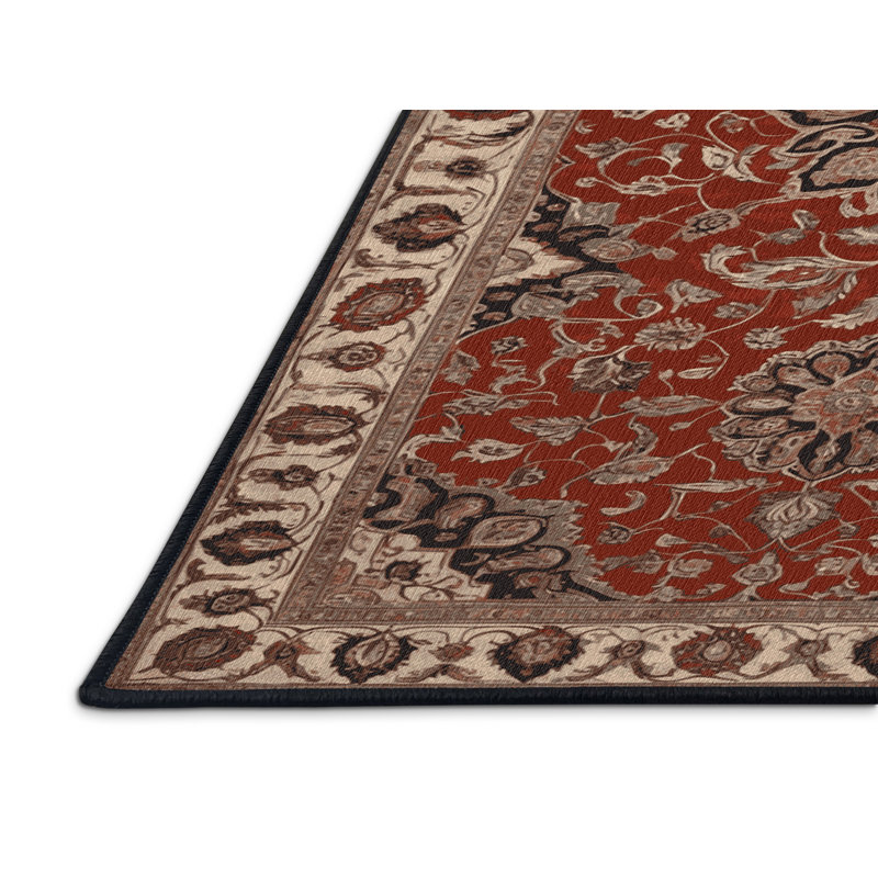 Machine Washable Persian Brown Area Rug, Rectangle 5' x 7'