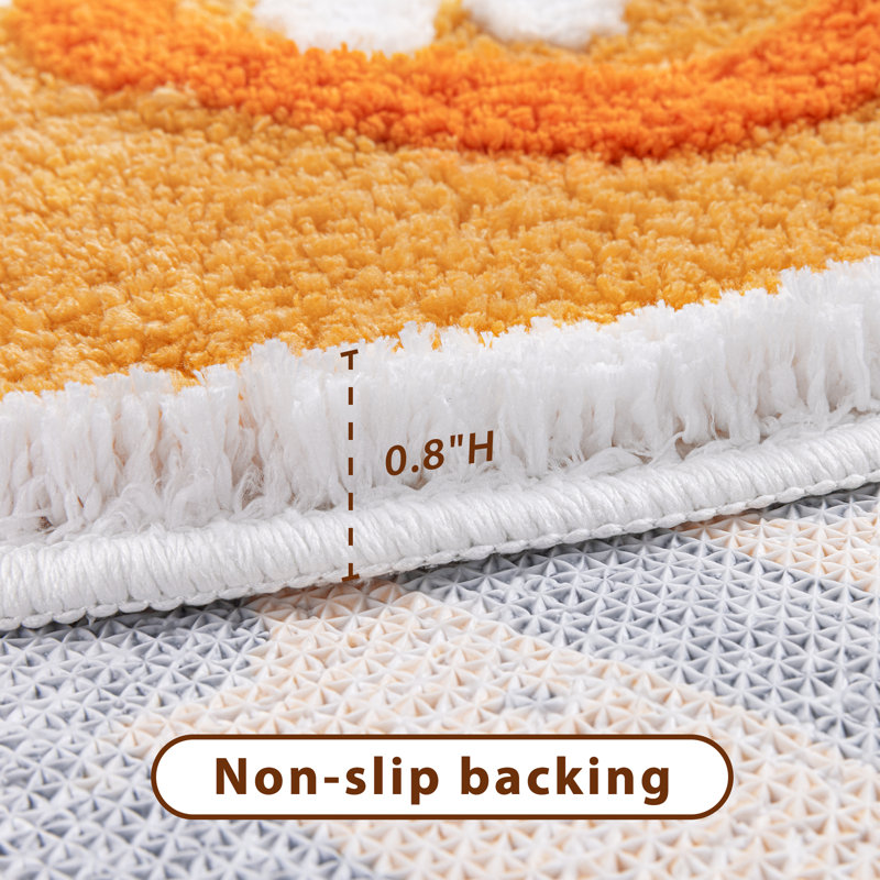 Ultra-soft Absorbent Bath Mat Animal-Shaped Bathroom Mat, Cat, Orange