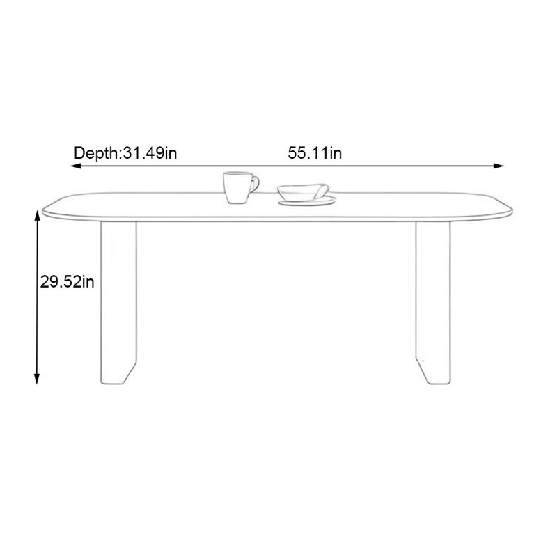 rectangular rock plate dining table, 29.52"H x 55.11"L x 31.49"W
