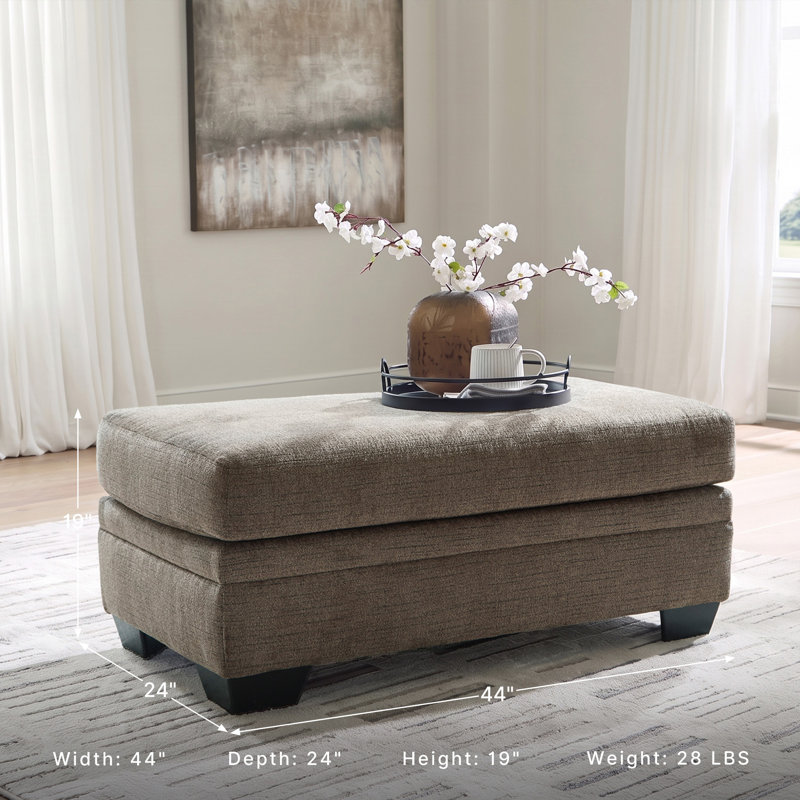 Gwendolynne Upholstered Ottoman, Warm Gray 100% Polyester