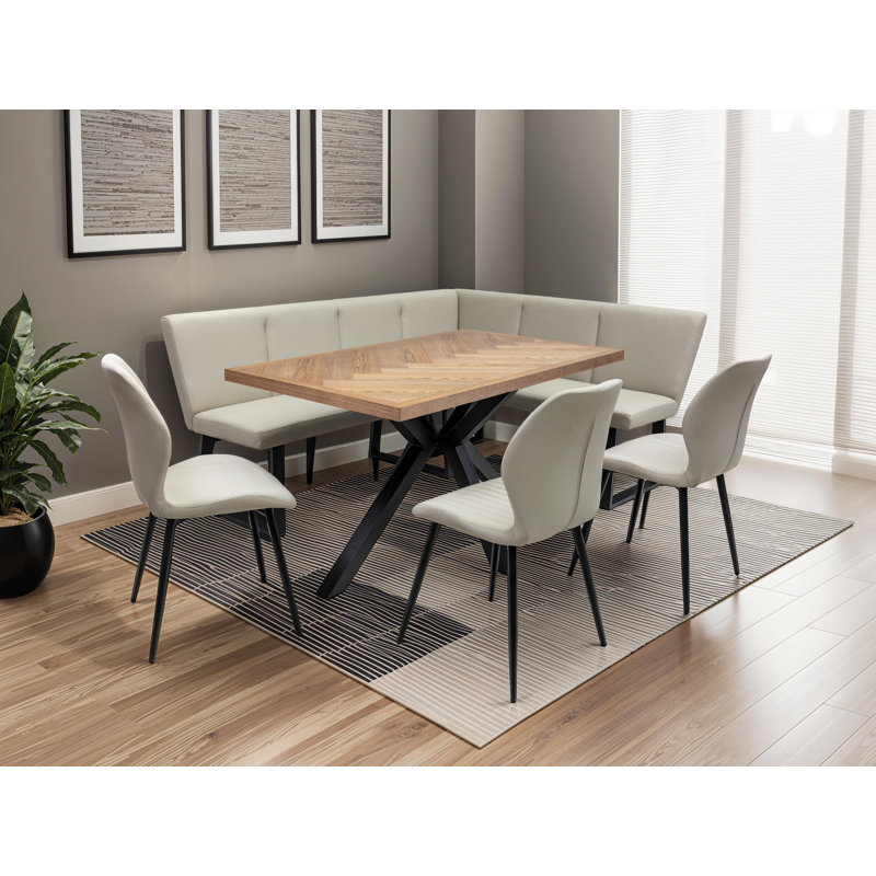 Ash Metal Base Dining Table