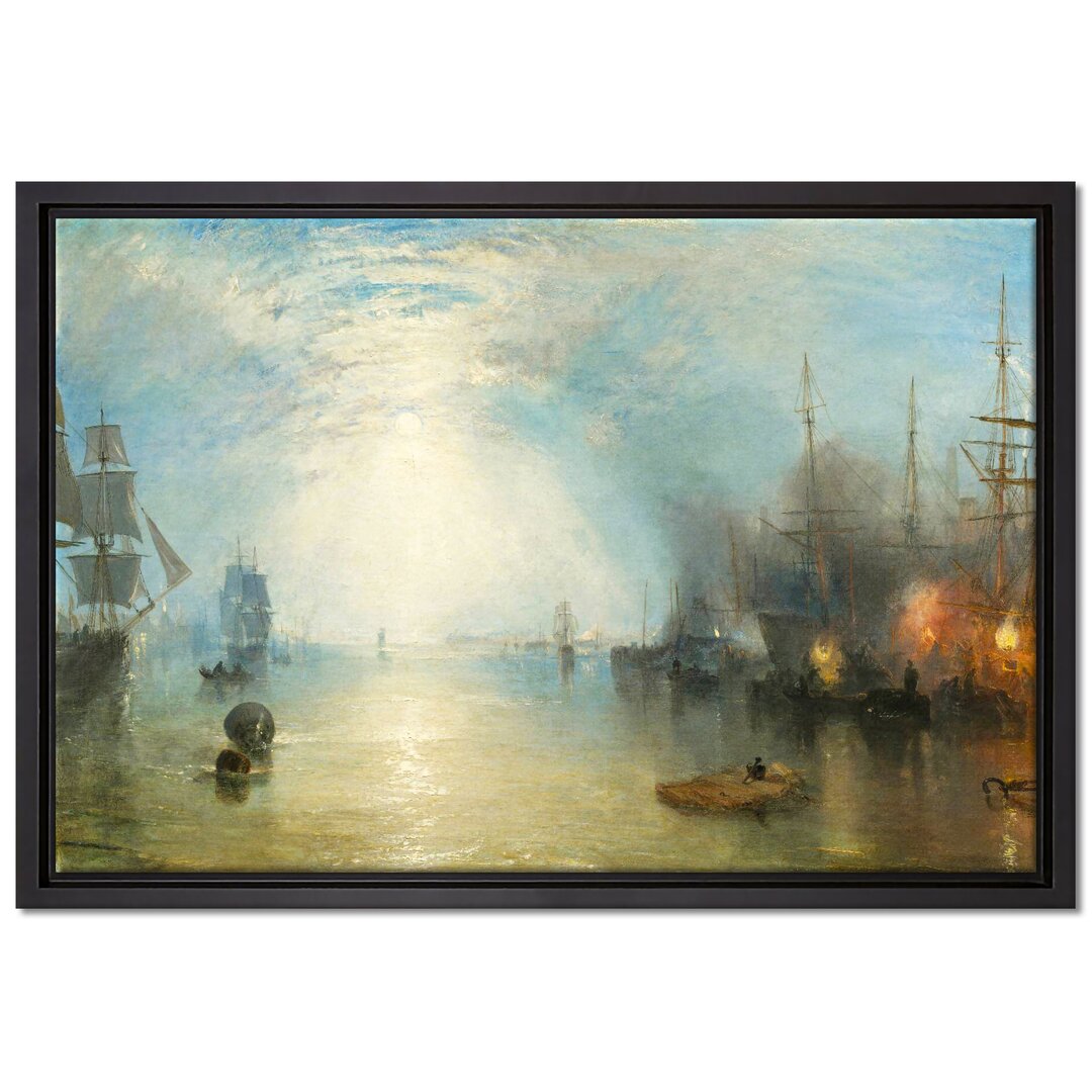 Gerahmtes Leinwandbild Keelmen Heaving in Coals von Moonlight von William Turner