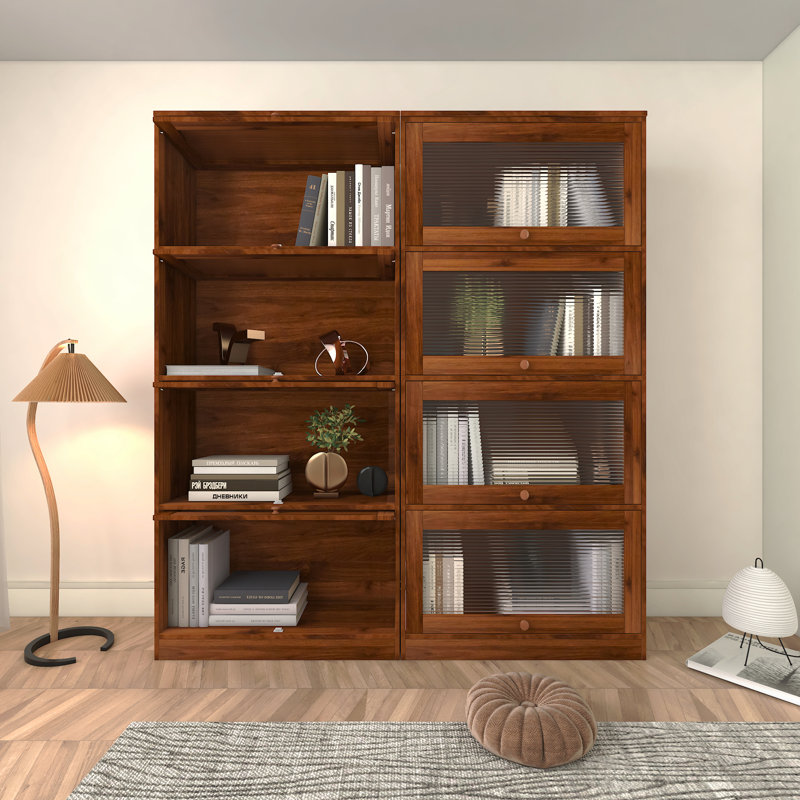 Bibliothèque contemporaine avec portes fermées en verre et armoire de rangement de bureau