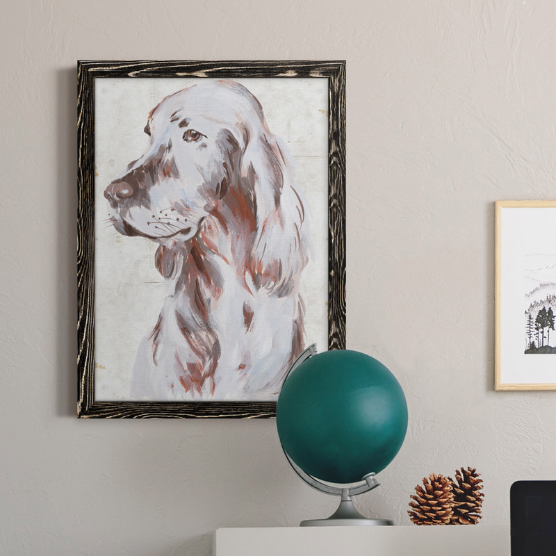 «Sitting Dog III», peinture sur toile encadrée, Cadre noir, H 31 po x l 44 po x P 1 po