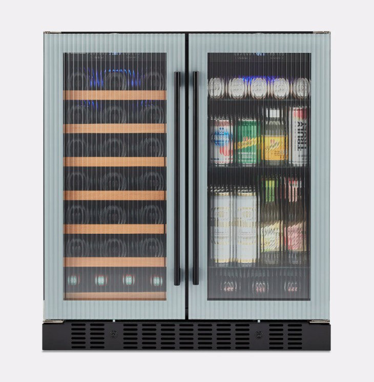 Wine Enthusiast Concierge 30” Wine and Beverage Fridge - Gray Fluted Glass Doors