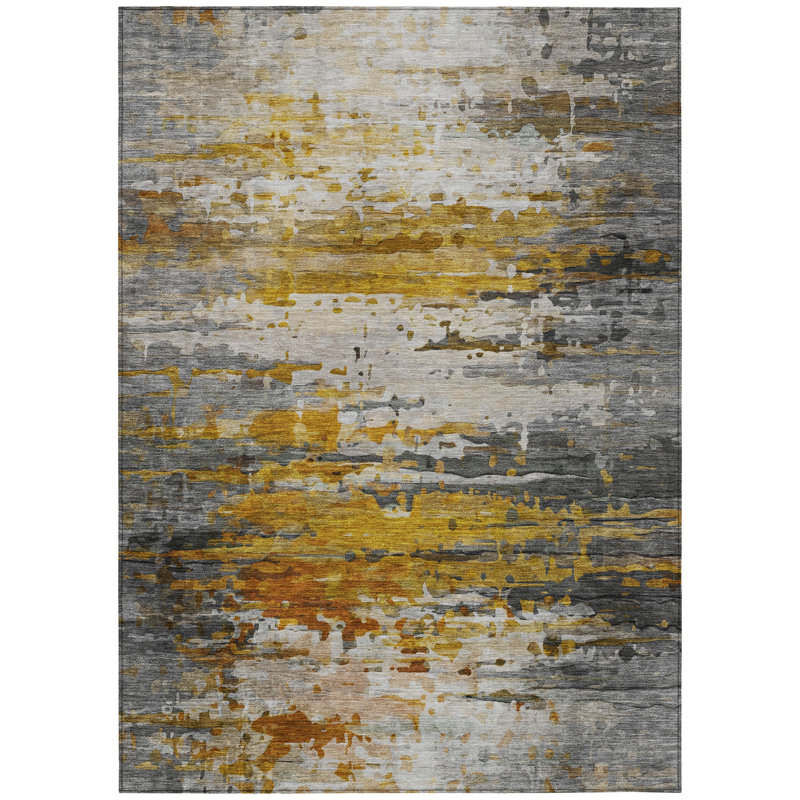 Machine Washable Indoor/Outdoor Xhevrie Copper Rug, Rectangle 5' x 7'6"