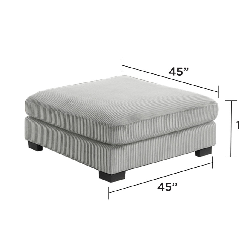Bentley Modern Style Corduroy Fabric Upholste Ottoman Made With Wood Frame, Gray