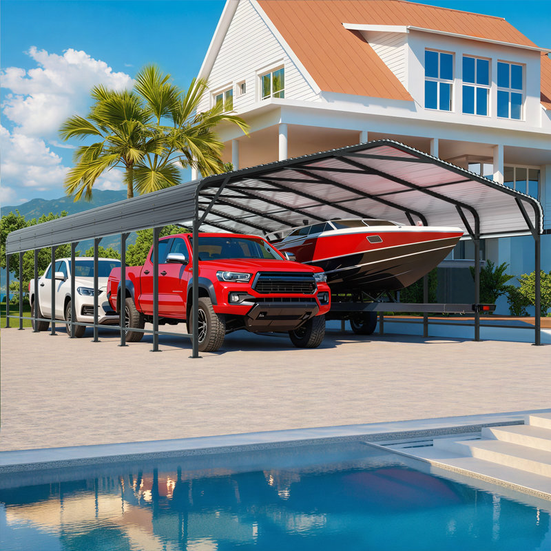 20 ft. W x 40 ft. D Metal Carport, Heavy-Duty Steel Frame, Large Outdoor Canopy Shelter for Multiple Vehicles & Equipment