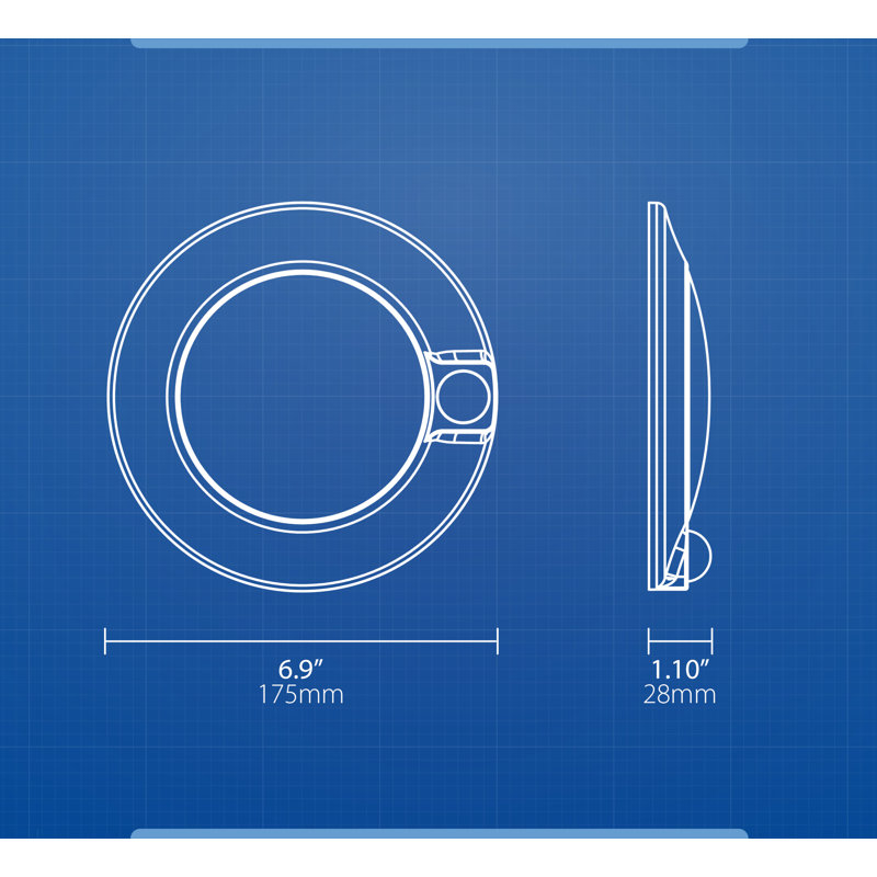 LED Flush Mount, 1.1" H x 6.86" W x 6.86" D
