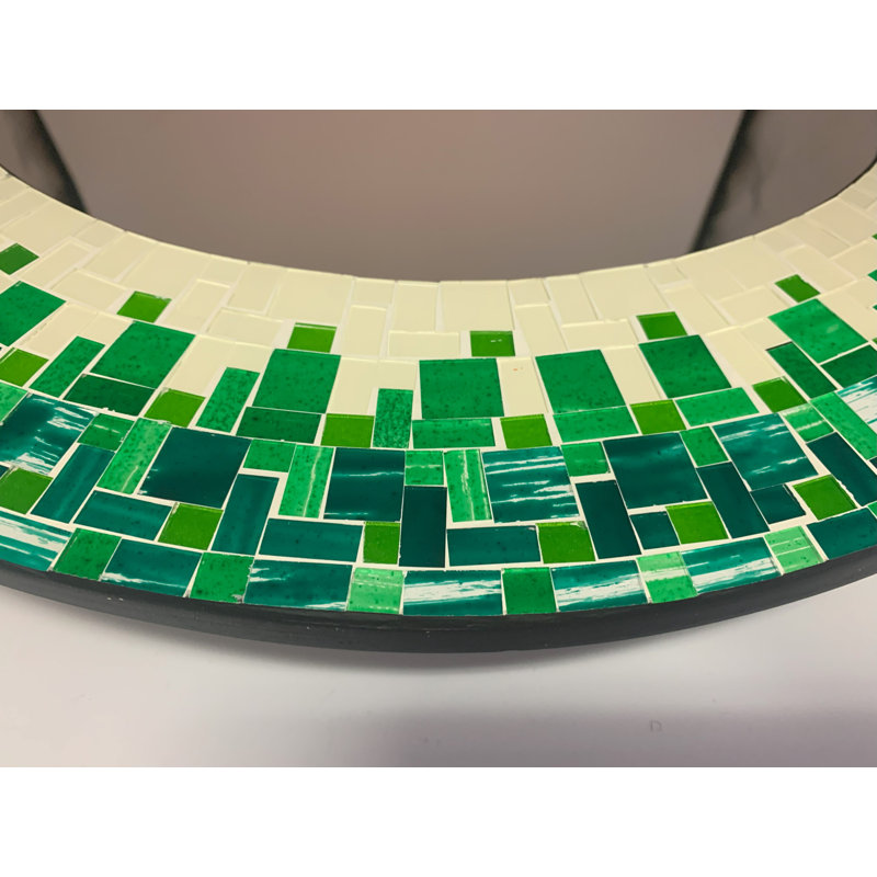 Miroir mural en mosaïque Sigler, Vert/Ivoire