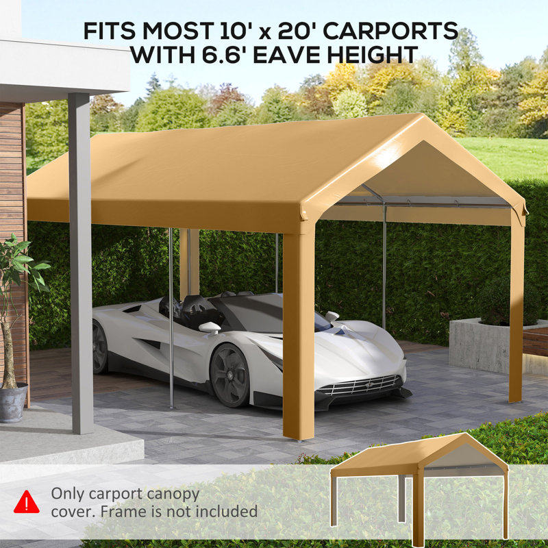 Carport Replacement Top Canopy Cover, UV And Water Resistant Portable Garage Shelter Cover With Ball Bungee Cords, Only Cover