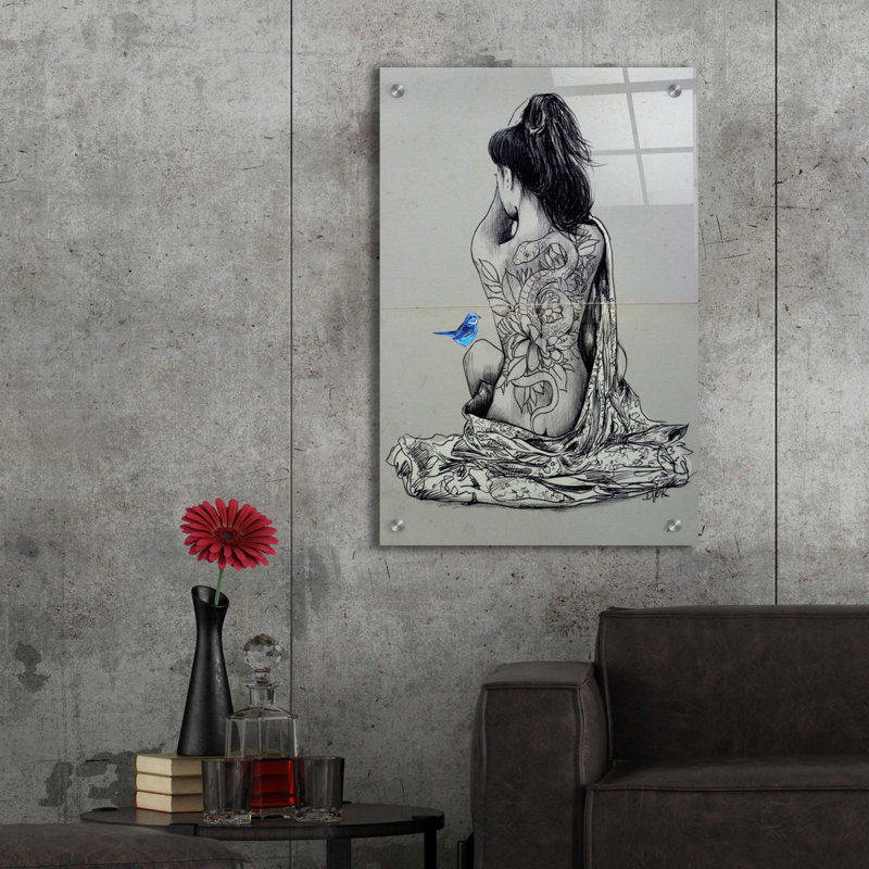 Trinx «Hope and the Serpent» par Loui Jover, art mural en verre acrylique, 16" H x 24" W x 0.2" D