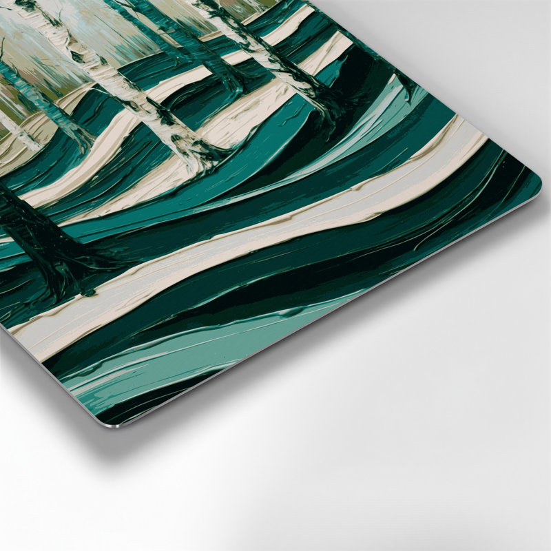 Art mural horizontal horizontal rayé vert forêt en métal brun crème, H 12 po x l 12 po